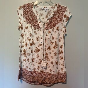 DR2 Floral Print Blouse-Brown and Cream Sz XS